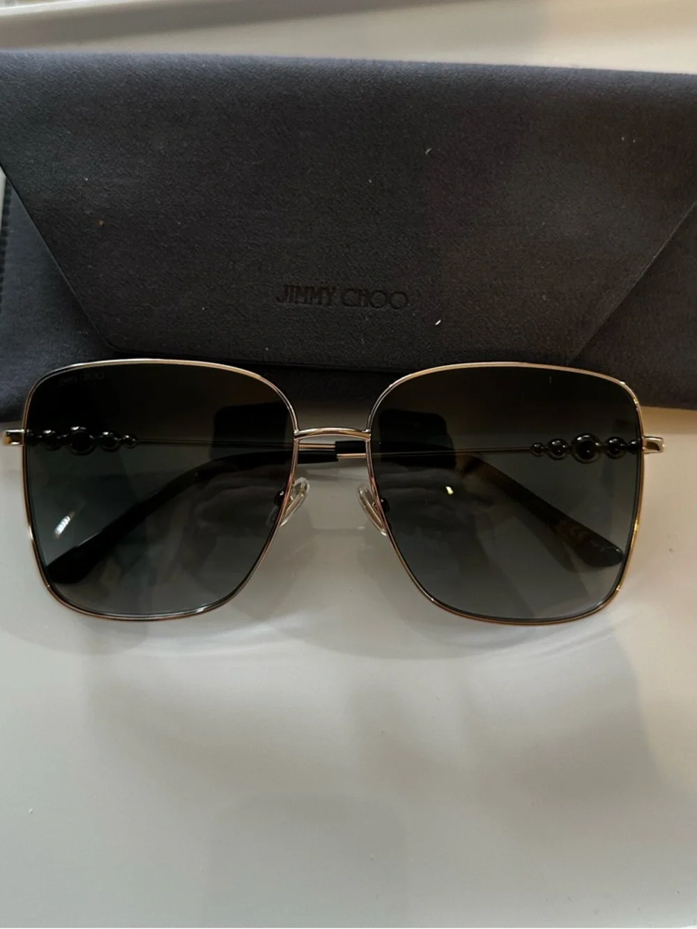 Jimmy Choo Hester/S Gold Black Oversized Sunglasses Italy